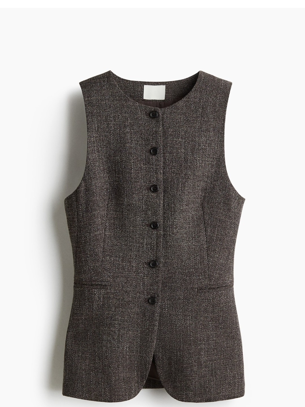 NWT H&M Brown Tweed Long Vest - Picture 3 of 4